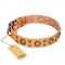 "Sophisticated Glamor" FDT Artisan Leather Dogue de Bordeaux Collar with Fancy Old Bronze-like Plated Decorations
