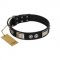 "Grand Wear" FDT Artisan Black Leather Dogue de Bordeaux Collar with Shining Plates and Spiked Studs