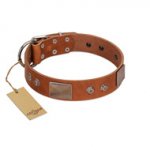 "Great Obelisk" Handcrafted FDT Artisan Tan Leather Dogue de Bordeaux Collar with Large Plates and Pyramids