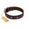 "Stellar Fairy " FDT Artisan Brown Leather Dogue de Bordeaux Collar with Chrome-plated Star-like Decorations