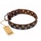 "Strong Shields" FDT Artisan leather Dogue de Bordeaux collar with stylish decorations
