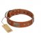 "Great Obelisk" Handcrafted FDT Artisan Tan Leather Dogue de Bordeaux Collar with Large Plates and Pyramids