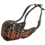 Hand Painted Leather Dogue de Bordeaux Muzzle for Attack Training