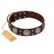 "Imperial Legate" FDT Artisan Brown Leather Dogue de Bordeaux Collar with Big Round Plates