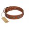 "Luxurious Life" Premium Quality FDT Artisan Tan Leather Dogue de Bordeaux Collar with Round Adornments