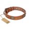 "Catchy Look" FDT Artisan Decorated Tan Leather Dogue de Bordeaux Collar
