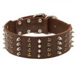 Extra Wide Leather Spiked and Studded Dogue de Bordeaux Collar
