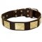 Leather Dogue de Bordeaux Collar with Vintage Massive Plates