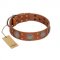 "Sun Rise Noon" FDT Artisan Tan Leather Dogue de Bordeaux Collar with Unique Design