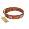 "Pawsy Glossy" FDT Artisan Exclusive Tan Leather Dogue de Bordeaux Collar 1 1/2 inch (40 mm) wide