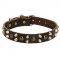 Leather Dogue de Bordeaux Collar with Studs and Pyramids