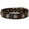 Leather Dogue de Bordeaux Collar with Decorative Circles