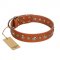 "Gorgeous Roundie" FDT Artisan Tan Leather Dogue de Bordeaux Collar with Chrome-plated Circles