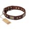 "Loving Owner" FDT Artisan Decorated Leather Dogue de Bordeaux Collar with Plates and Studs