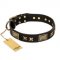 "Passion for Style and Beauty" FDT Artisan Decorated Black Leather Dogue de Bordeaux Collar