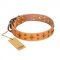 "Top-Flight" FDT Artisan Adorned Tan Leather Dogue de Bordeaux Collar