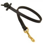 Short Leather Dogue de Bordeaux Leash with Round Handle