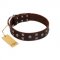 "Brown Shadow" Designer Handmade FDT Artisan Brown Leather Dogue de Bordeaux Collar