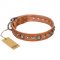 "Daily Chic" FDT Artisan Tan Leather Dogue de Bordeaux Collar with Decorations