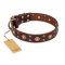 "Caprice of Fashion" FDT Artisan Brown Leather Dogue de Bordeaux Collar with Round Decorations