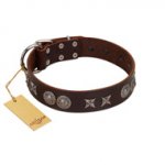 "Antique Style" Designer Handmade FDT Artisan Brown Leather Dogue de Bordeaux Collar