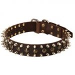3 Rows Spiked and Studded Leather Dogue de Bordeaux Collar