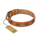 "Magic Amulet" FDT Artisan Tan Leather Dogue de Bordeaux Collar with Oval Studs