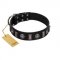 "Silver Spikes" Exclusive FDT Artisan Black Leather Dogue de Bordeaux Collar