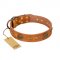 "Sun Beams" FDT Artisan Tan Leather Dogue de Bordeaux Collar with Decorations