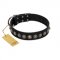 "Black Eagle" Handcrafted FDT Artisan Black Leather Dogue de Bordeaux Collar with Silver-Like Adornments