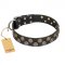 "Romantic Breeze" FDT Artisan Black Leather Dogue de Bordeaux Collar with Sparkling Circles