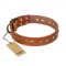 "Spring Flavor" FDT Artisan Adorned Leather Dogue de Bordeaux Collar with Old Bronze-Plated Engraved Studs