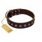 "Spring Flower" Stylish FDT Artisan Brown Leather Dogue de Bordeaux Collar for Comfy Walks