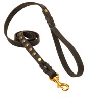 Studded Leather Dogue de Bordeaux Leash for Dog Walking and Training
