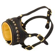 Open Nose Studded Leather Dogue de Bordeaux Muzzle With Nappa Padding