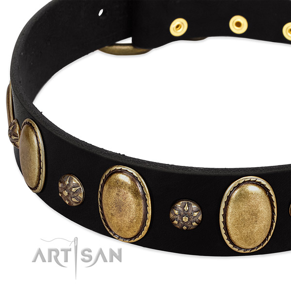 Daily use soft to touch leather dog collar