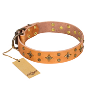 "Top-Flight" FDT Artisan Adorned Tan Leather Dogue de Bordeaux Collar