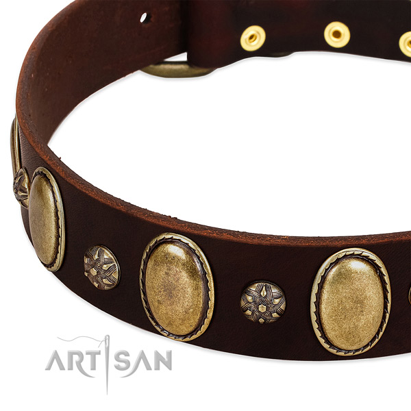 Handy use flexible leather dog collar
