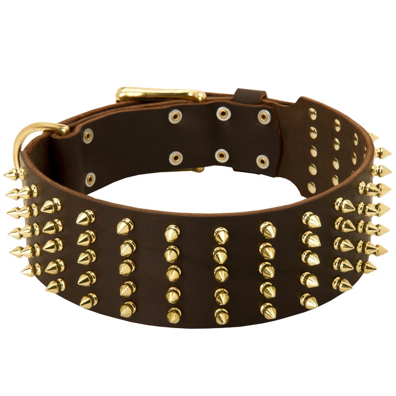 Wide Spiked Leather Dogue de Bordeaux Collar