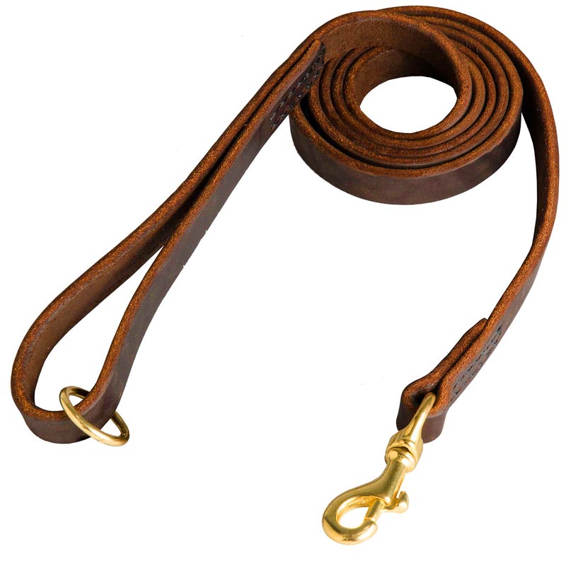 Stitched Leather Dogue de Bordeaux Leash for Training and Walking
