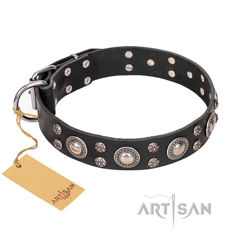 "Vintage Necklace" FDT Artisan Studded Black Leather Dogue de Bordeaux Collar