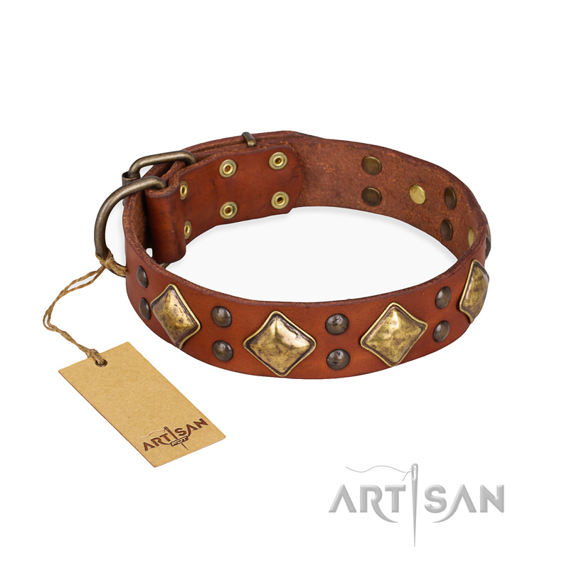 "Flight of Fancy" FDT Artisan Adorned Leather Dogue de Bordeaux Collar