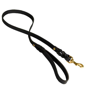 Designer Leather Dogue de Bordeaux Leash Black Super Fashion