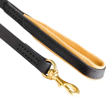 Leather Leash for Dogue de Bordeaux with Nappa Padding on Handle